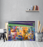 Πίνακας σε Καμβά : Colorful Abstract Town Canvas