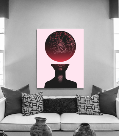 Πίνακας σε Καμβά : Pixel Art Human Moon Head