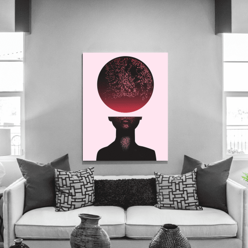 Πίνακας σε Καμβά : Pixel Art Human Moon Head