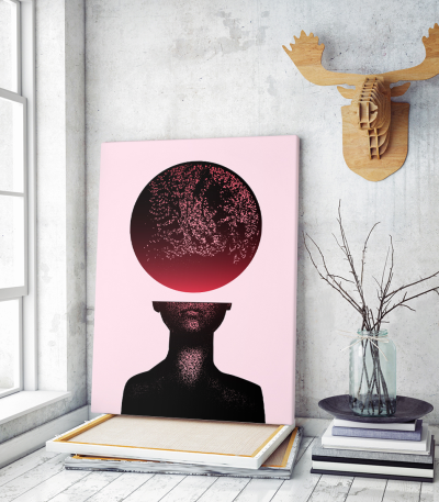 Πίνακας σε Καμβά : Pixel Art Human Moon Head