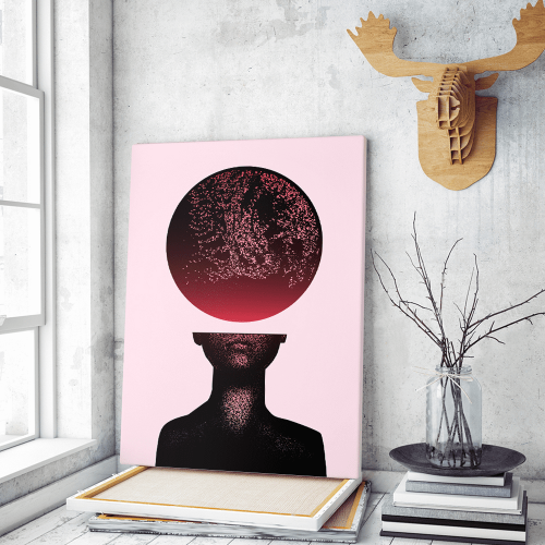 Πίνακας σε Καμβά : Pixel Art Human Moon Head