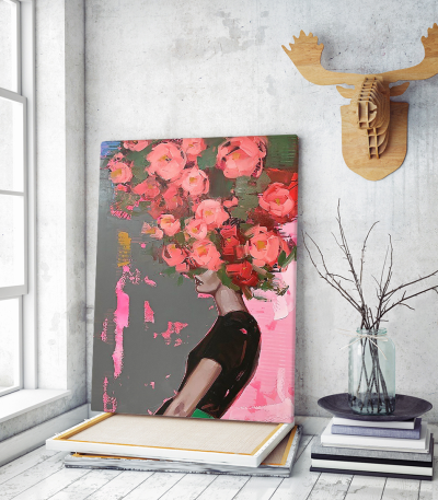 Πίνακας σε Καμβά : Spring Roses Art Lady