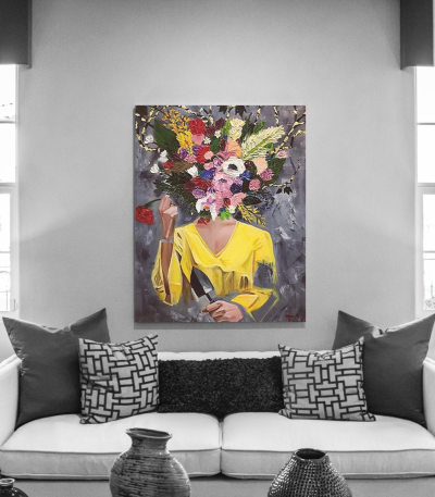 Πίνακας σε Καμβά : Colorful Flower Lady