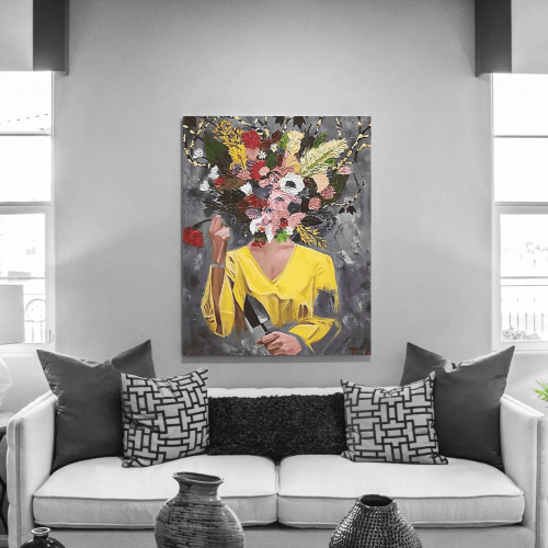 Πίνακας σε Καμβά : Colorful Flower Lady