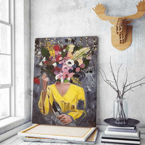 Πίνακας σε Καμβά : Colorful Flower Lady