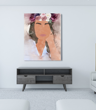 Πίνακας σε Καμβά : Floral Watercolor Lady
