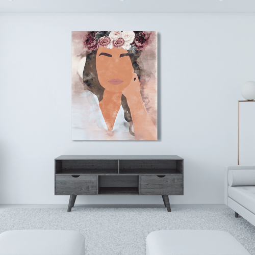 Πίνακας σε Καμβά : Floral Watercolor Lady