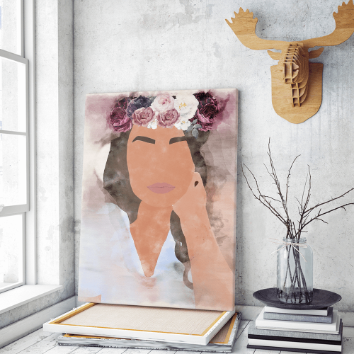 Πίνακας σε Καμβά : Floral Watercolor Lady