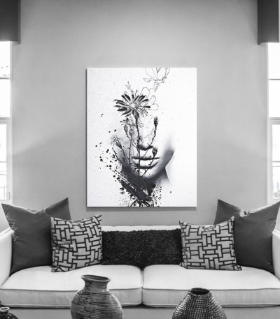 Πίνακας σε Καμβά : Black and White Ink Art