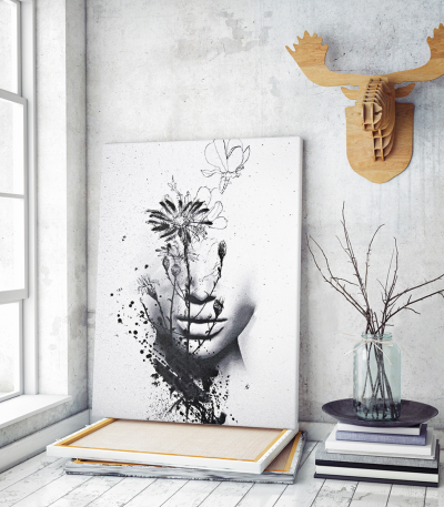 Πίνακας σε Καμβά : Black and White Ink Art