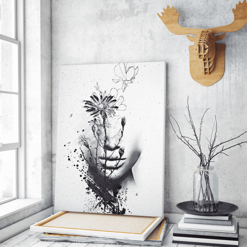 Πίνακας σε Καμβά : Black and White Ink Art