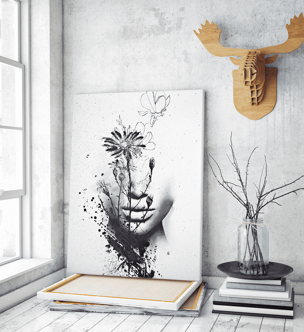 Πίνακας σε Καμβά : Black and White Ink Art