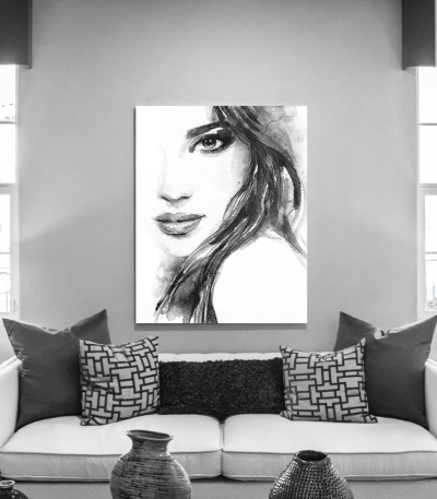 Πίνακας σε Καμβά : Abstract Woman Portrait Watercolor