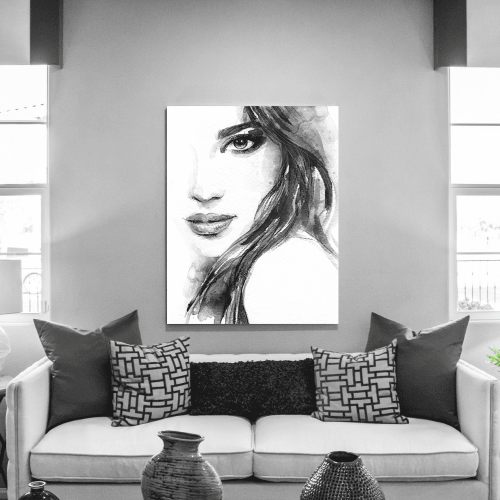Πίνακας σε Καμβά : Abstract Woman Portrait Watercolor