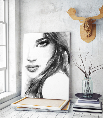 Πίνακας σε Καμβά : Abstract Woman Portrait Watercolor