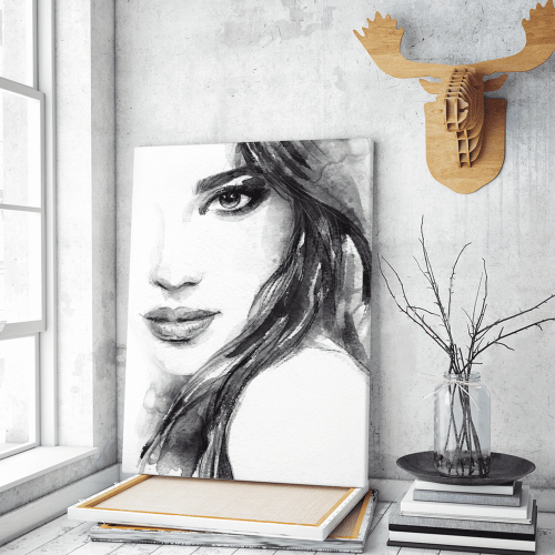 Πίνακας σε Καμβά : Abstract Woman Portrait Watercolor