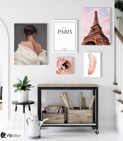 Σύνθεση Με Πίνακες Καμβάδες 95x75- 5 Τεμάχια - Take me to Paris
