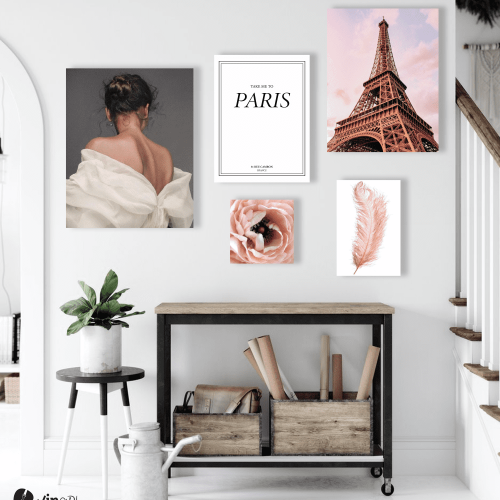 Σύνθεση Με Πίνακες Καμβάδες 95x75- 5 Τεμάχια - Take me to Paris