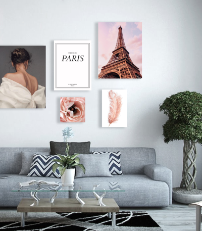 Σύνθεση Με Πίνακες Καμβάδες 95x75- 5 Τεμάχια - Take me to Paris