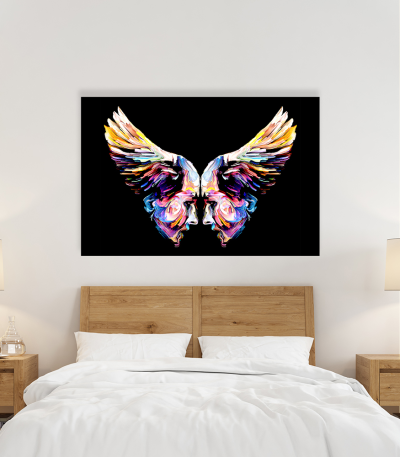 Πίνακας σε Καμβά : Abstract Colorful Wings - Faces