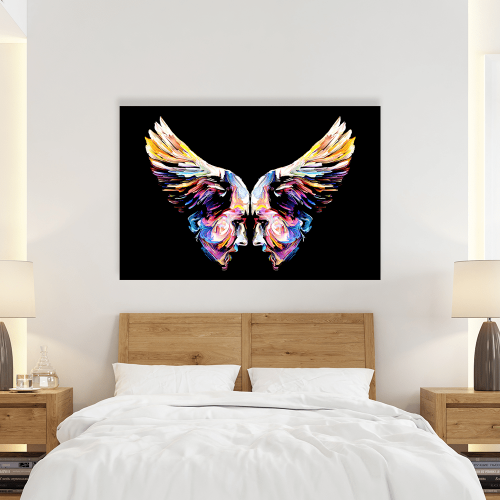 Πίνακας σε Καμβά : Abstract Colorful Wings - Faces