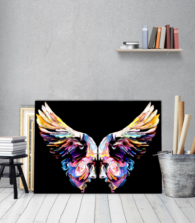 Πίνακας σε Καμβά : Abstract Colorful Wings - Faces