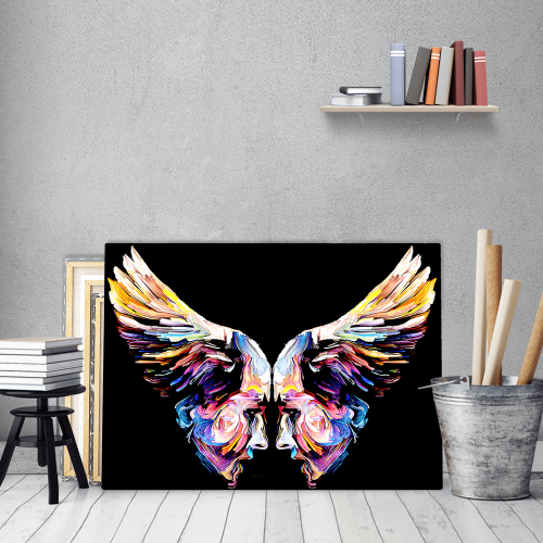 Πίνακας σε Καμβά : Abstract Colorful Wings - Faces
