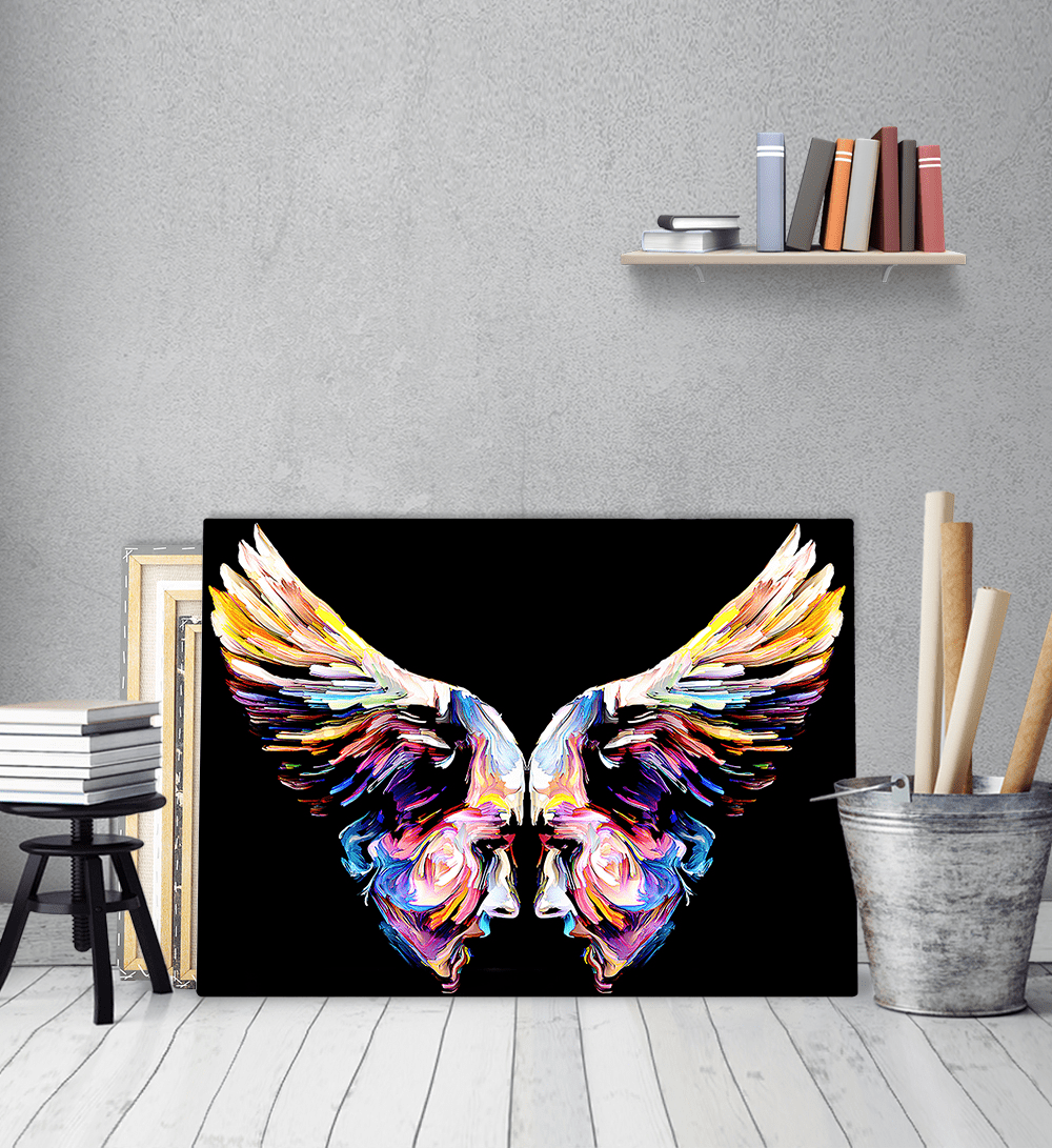 Πίνακας σε Καμβά : Abstract Colorful Wings - Faces Πίνακας σε Καμβά : Abstract Colorful Wings - Faces