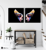 Σύνθεση Με Πίνακες Καμβάδες 60x60 - 2 Τεμάχια - Wings and Faces Abstract Synthesis