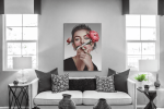 Πίνακας σε Καμβά : Surrealistic Woman Portrait With Flowers