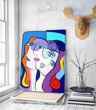 Πίνακας σε Καμβά : cubism colorful painting