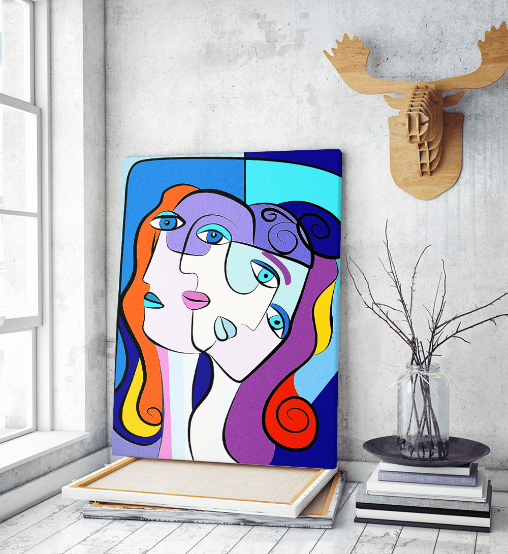 Πίνακας σε Καμβά : cubism colorful painting