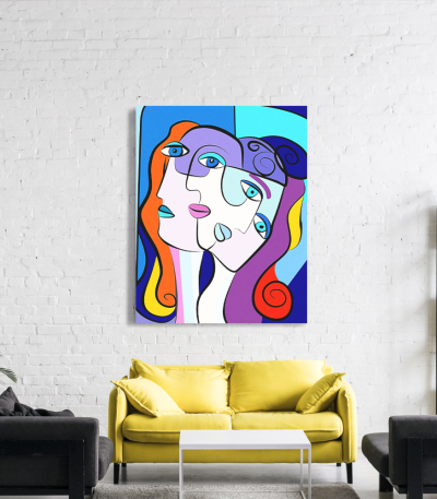 Πίνακας σε Καμβά : cubism colorful painting