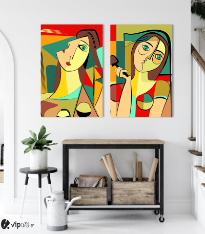 Σύνθεση με πίνακες Καμβάδες : Cubism Art - 2 Τεμάχια 70x50