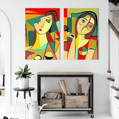 Σύνθεση με πίνακες Καμβάδες : Cubism Art - 2 Τεμάχια 70x50