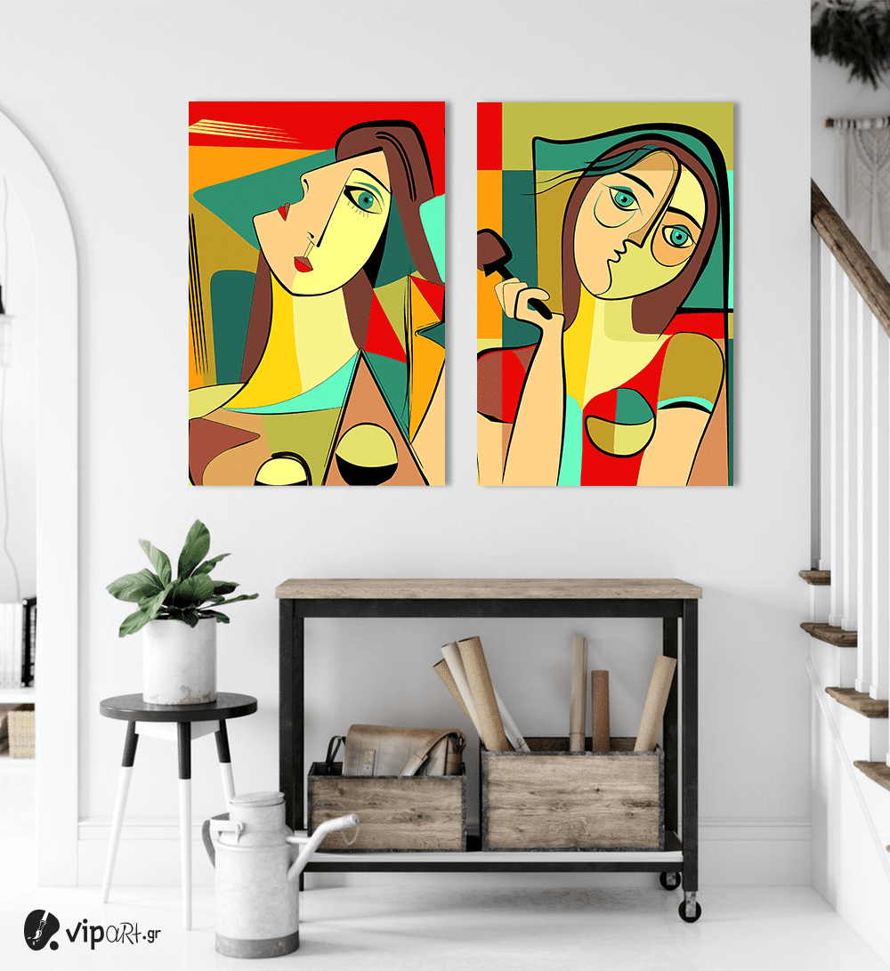 Σύνθεση με πίνακες Καμβάδες : Cubism Art - 2 Τεμάχια 70x50