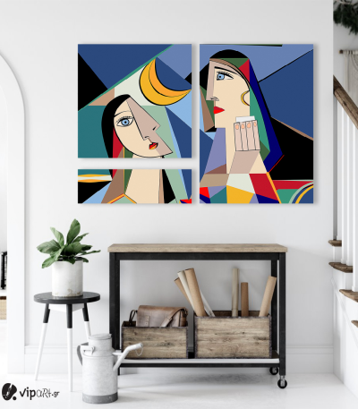 Σύνθεση Με Πίνακες Καμβάδες 105x70- 3 Τεμάχια - Cubism Art Col