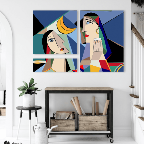 Σύνθεση Με Πίνακες Καμβάδες 105x70- 3 Τεμάχια - Cubism Art Col
