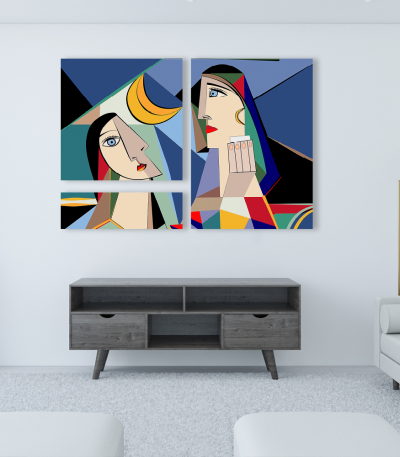 Σύνθεση Με Πίνακες Καμβάδες 105x70- 3 Τεμάχια - Cubism Art Col