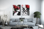 Σύνθεση με πίνακες Καμβάδες : Minimal creative with woman and flowers - 2 Τεμάχια 70x50