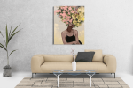 Πίνακας σε Καμβά : Floral Woman Portrait Pink and Yellow Tones