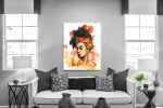 Πίνακας σε Καμβά : Orange Tone Woman Portrait Water Color Effect