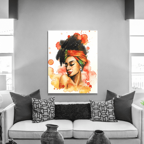 Πίνακας σε Καμβά : Orange Tone Woman Portrait Water Color Effect