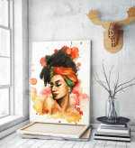 Πίνακας σε Καμβά : Orange Tone Woman Portrait Water Color Effect
