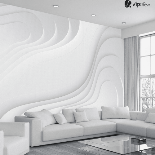Αυτοκόλλητη Ταπετσαρία Τοίχου 3d : white minimal