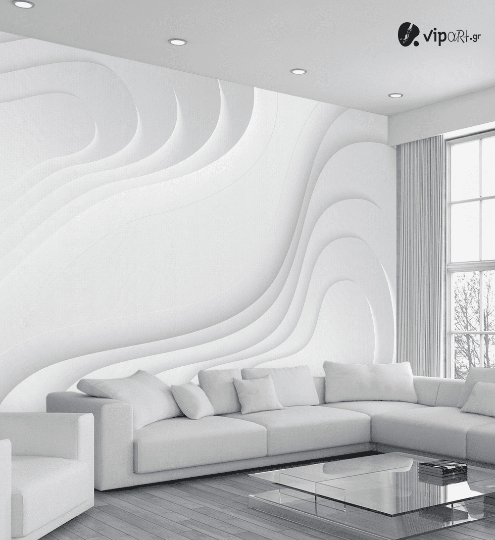 Αυτοκόλλητη Ταπετσαρία Τοίχου 3d : white minimal Αυτοκόλλητη Ταπετσαρία Τοίχου 3d : white minimal