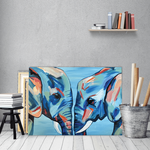 Πίνακας σε Καμβά : Blue Elephant Love