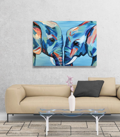 Πίνακας σε Καμβά : Blue Elephant Love