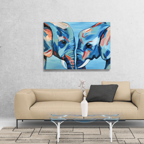 Πίνακας σε Καμβά : Blue Elephant Love
