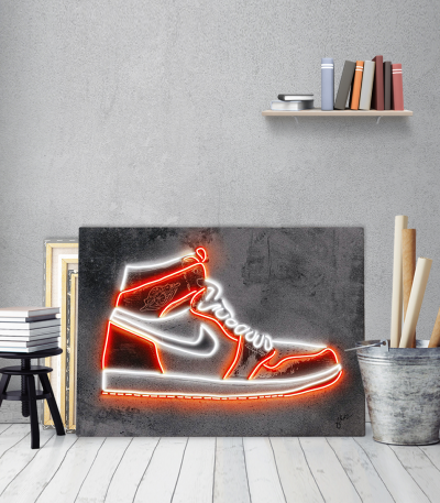 Πίνακας σε Καμβά :Jordan Sneaker Neon Art